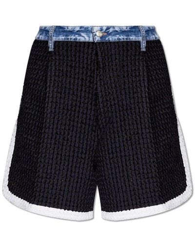 DSquared² Pleated Contrast Trim Shorts - Blue