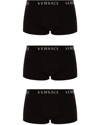 Versace Logo Waistband Pack Of Three Briefs - Black
