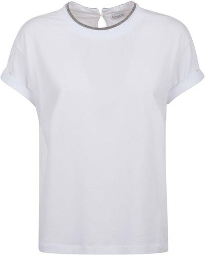 Brunello Cucinelli Chain-trim Crewneck T-shirt - White