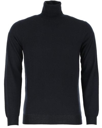 Paolo Pecora Roll Neck Knitted Sweater - Blue