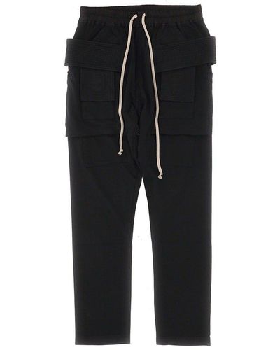 Rick Owens Creatch Tapered Drawstring Cargo Trousers - Black