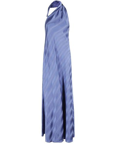 Emporio Armani One-shoulder Asymmetric Neck Satin Dress - Blue