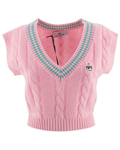 Chiara Ferragni Cable-knit Sweater Vest - Pink