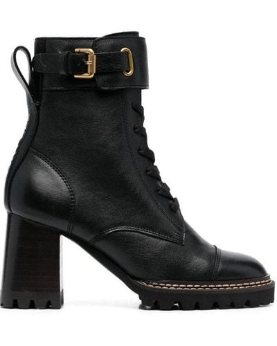 See By Chloé 'mallory' Heeled Ankle Boots, - Black