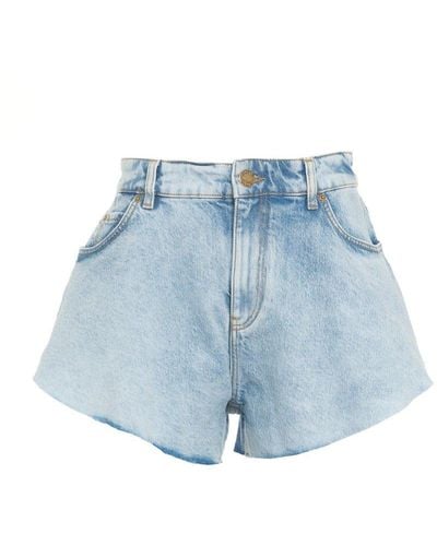 Pinko Frayed Denim Shorts - Blue