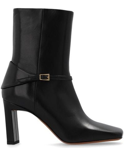 Wandler Isa Square Toe Ankle Boots - Black