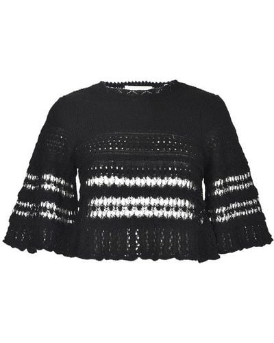 Isabel Marant Frizy Open-knitted Cropped Top - Black