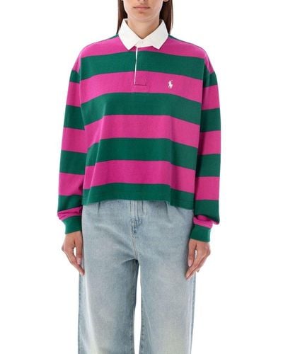 Polo Ralph Lauren Cropped Striped Rugby Shirt - Multicolour