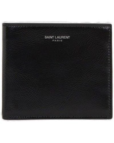 Saint Laurent Logo Lettering Bi-fold Wallet - Black