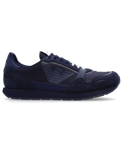 Emporio Armani Logo Patch Low-top Trainers - Blue
