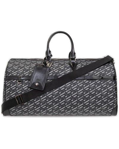 Versace Monogram Zipped Holdall Bag - Black