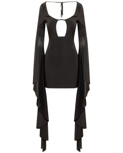 GIUSEPPE DI MORABITO Cut Out Draped Sleeves Mini Dress - Black