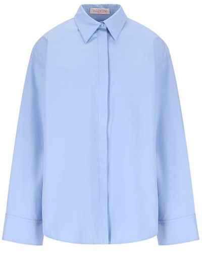 Valentino Long-sleeved Oversized Shirt - Blue