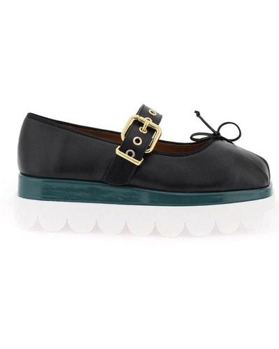 Marni Mary Jane Buckled Bow-detailed Sneakers - Black