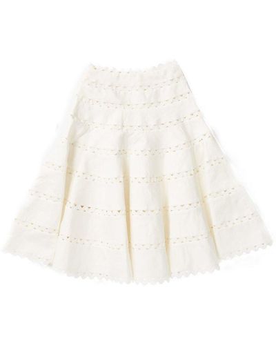 Zimmermann High-waist Flared Midi Skirt - White