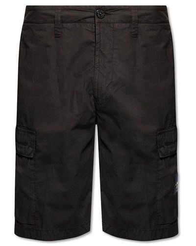 Stone Island Shorts With Logo, - Black