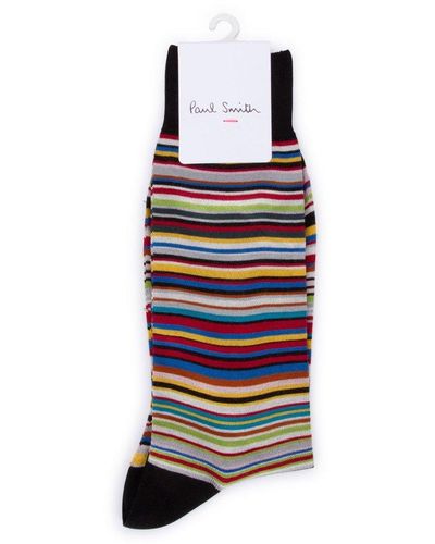 Paul Smith Striped Stretched Ankle Socks - Multicolour