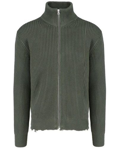 MM6 by Maison Martin Margiela Ribbed-knit Zipped Cardigan - Green