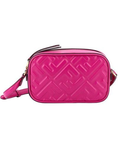 Fendi Ff Mini Leather Camera Bag - Pink