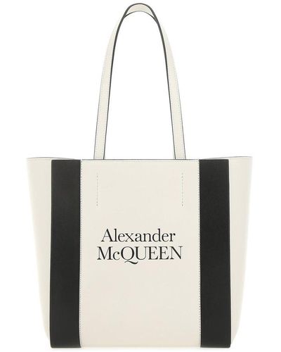 Alexander McQueen Logo Print Tote Bag - White