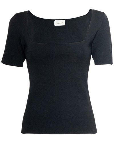 P.A.R.O.S.H. Short-sleeved Square Neck Top - Black