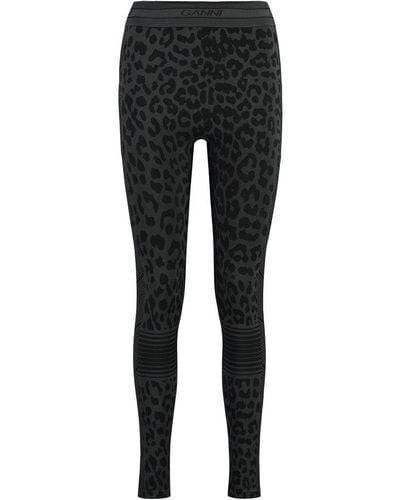 Ganni Leopard-print leggings - Black