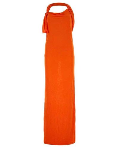 Saint Laurent Backless Halter Dress - Orange