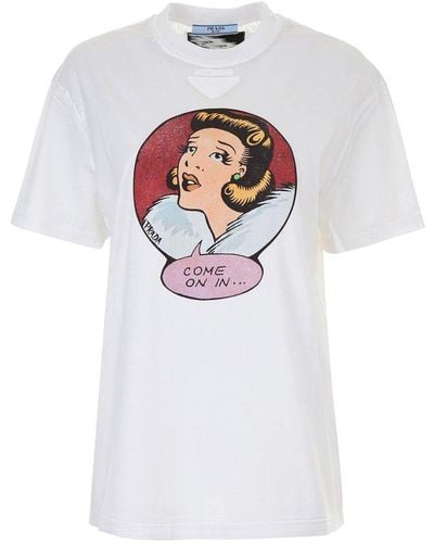 Prada Graphic-printed Crewneck T-shirt - White