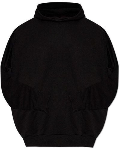 MM6 by Maison Martin Margiela Stitched-sleevesd Drop Shoulder Hoodie - Black