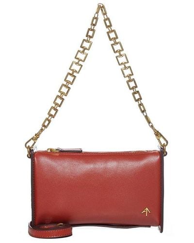 MANU Atelier Logo Plaque Chain Link Mini Shoulder Bag - Red