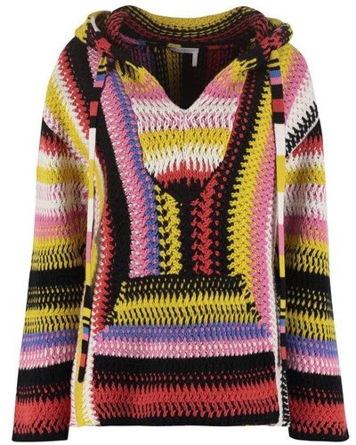 Chloé Cashmere-wool Blend Hooded Top - Multicolour