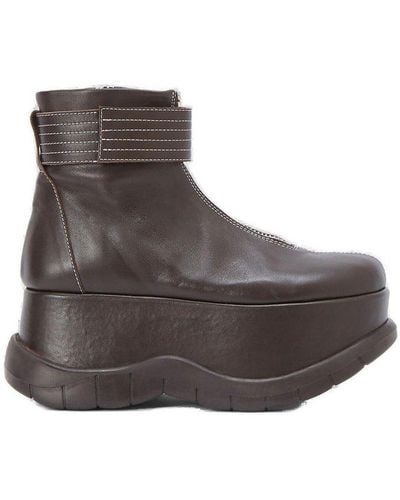 Sunnei Round Toe Platform Boots - Brown