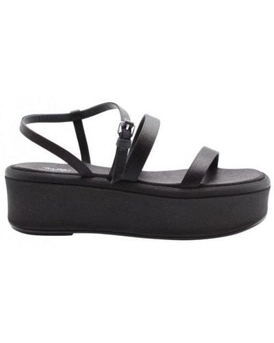 The Row Double Strap Wedge Sandals - Black