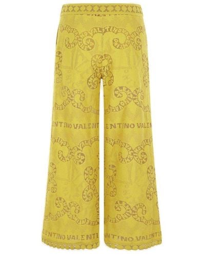 Valentino Bandana Laced Cropped Pants - Yellow