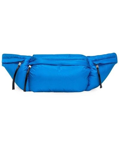 Jil Sander + Logo Printed Zipped Padded Belt Bag - Blue