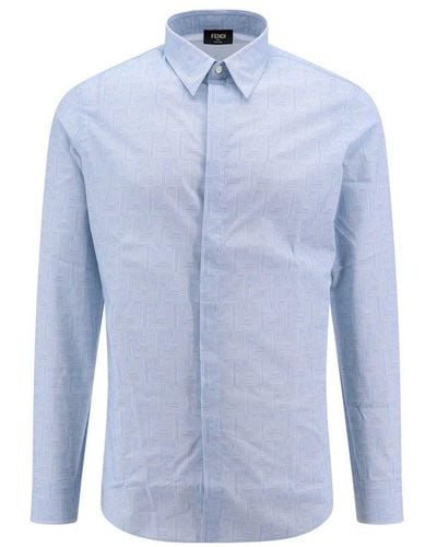 Fendi Ff Motif Polyester Shirt - Blue