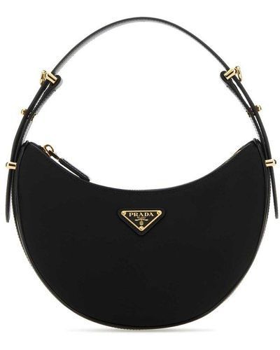 Prada Logo-plaque Zipped Handbag - Black