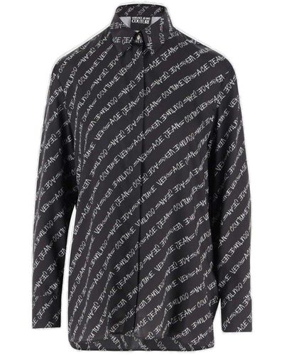 Versace Logo-printed Buttoned Shirt - Grey
