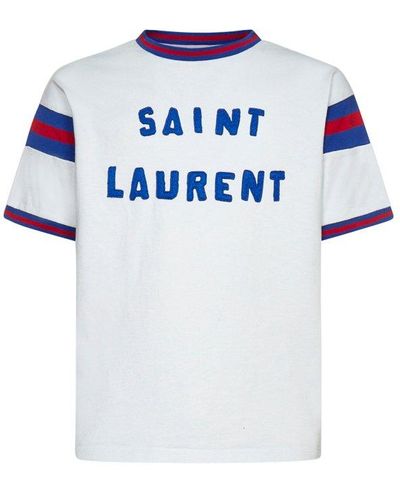 Saint Laurent Patch Logo T-shirt - Blue