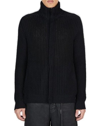 Ann Demeulemeester Frans Zipped Knitted Cardigan - Black