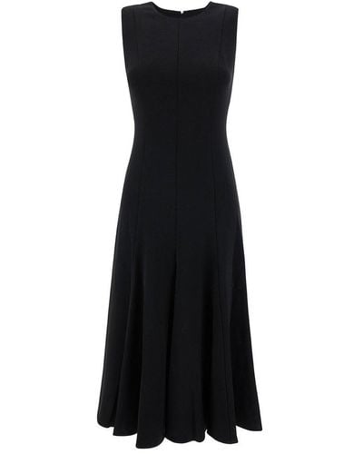 Theory Midi Sleeveless Dress With Pleated Skirt - Black