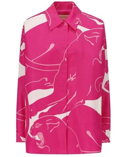 Valentino Graphic-print Long-sleeved Shirt - Pink