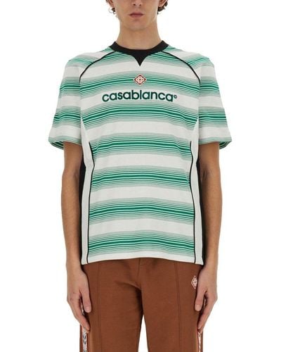 Casablancabrand Gradient Stripe Panelled T-shirt - Green