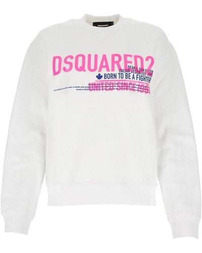 DSquared² Logo Print Crewneck Sweatshirt - White