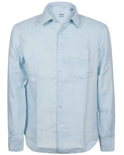 Aspesi Buttoned Sleeved Shirt - Blue