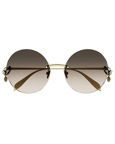 Alexander McQueen Round Skull Charm Sunglasses - Metallic