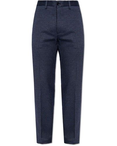 Etro Patterned Pleat-front Trousers, - Blue