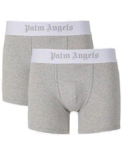 Palm Angels Logo Band Printed Two-pack Boxers - Gray