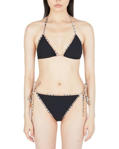 Burberry Checked-trim Two-piece Swimsuit - Black