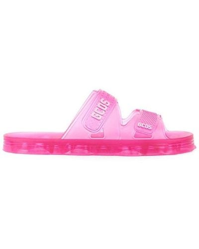 Gcds Logo Embossed Slip-on Sandals - Pink